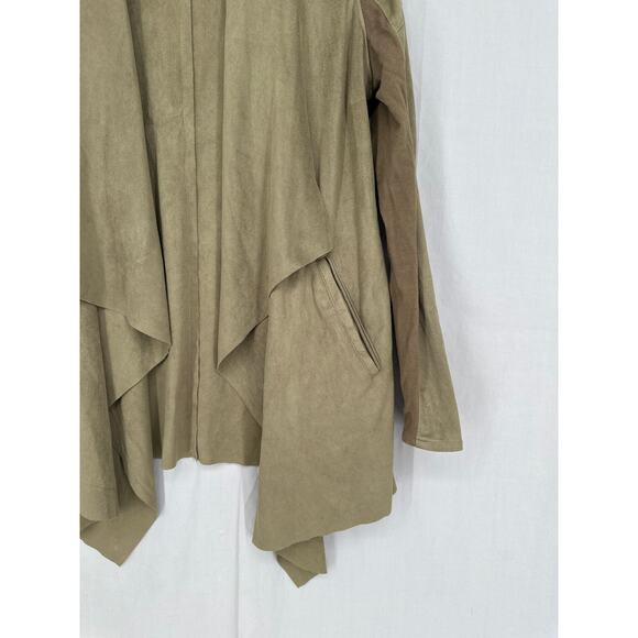 BlankNYC Jacket Womens Large Green Faux Suede Olive Drape Lightweight Stretch - Picture 7 of 9
